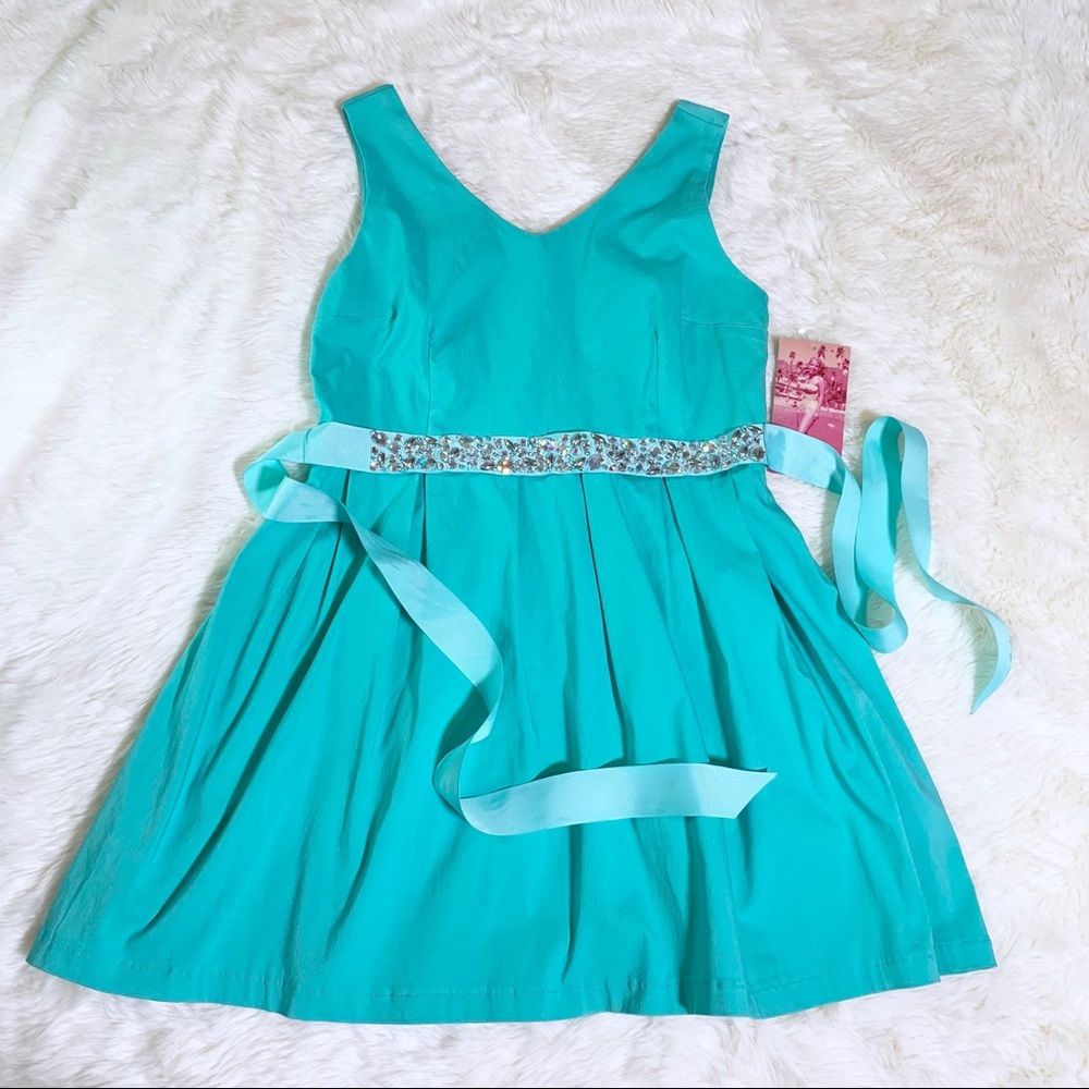 Emerald Sundae Dress Aline skater teal size Large